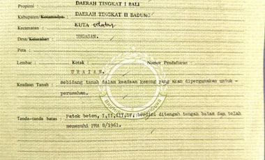 Tanah Premium 1,9 Are Dijual, di Ungasan, Kuta Selatan Area