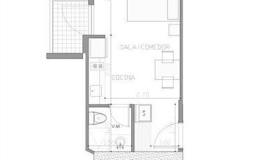 1011 Inversión segura: La Carolina. Studio 26,65 m con balcón 2,67 m  de Venta. A Estrenar. Julio 2026
