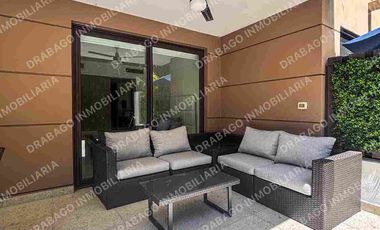 Renta de Departamento en planta baj amueblado con club de playa, alberca, seguridad en Corasol