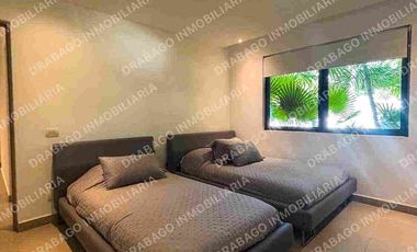 Renta de Departamento en planta baj amueblado con club de playa, alberca, seguridad en Corasol