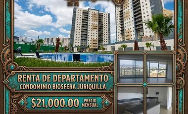 RENTA DE DEPARTAMENTO CONDOMINIO BIOSFERA JURIQUILLA, QUERETARO.
