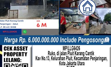 Dijual Lelang Ruko Jalan Pluit Karang Cantik Penjaringan, Kota Jakarta Utara