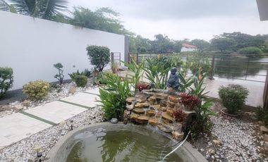 Casa de lujo en alquiler en La Laguna Samborondón – 4D - vista al lago, piscina y muelle