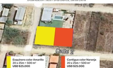 Terreno Esquinero en Venta de 500 m² - Urbanización Taos, Punta Blanca, Santa Elena