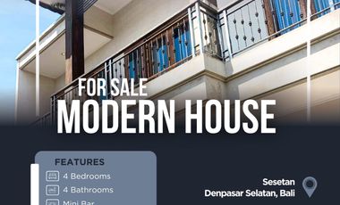 FOR SALE MODERN HOUSE 2ND FLOOR WITH BEAUTY LARGE GARDEN AT SESETAN, DENPASAR