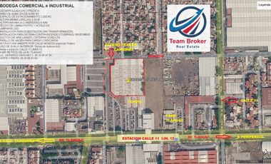 BODEGA COMERCIAL O LOGÍSTICA, VENTA Y RENTA, 8,000 M2 ALMACEN 2,000 M2 PATIO FRENTE ESTACION CALLE 11 LINEA 12 METRO