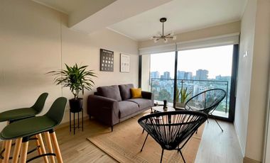 ALQUILO EXCLUSIVO DEPARTAMENTO NUEVO -COCHERA - 1 DOR. -BARRANCO LÍMITE MIRAFLORES - VISTA PANORÁMICA - PISO 16 - FULL ÁREAS COMUNES - VIGILANCIA 24/7