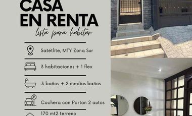 Cada en Renta Zona Sur Mty