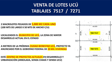 ¡Remate 2 lotes! Pegados a próxima Ciudad Bienestar en Ucú, YUcatán