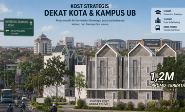 Rumah Kost 1M an 10 Kamar Full Furnished Lokasi 5 Menit Kampus UB Malang
