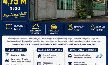 Jual cepat! Rumah hitung tanah dalam komplek migas dekat binus syahdan jakarta barat