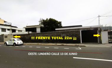 EN VENTA TERRENO para INVERSIONISTAS 1100 m² con Construcción - San Antonio de Pichincha