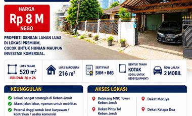 Jual cepat,masih nego! Rumah Strategis dekat mnc tower kebon jeruk jakarta barat