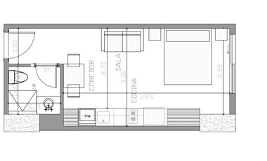 711A Excelente Inversión: República de El Salvador Studio 27,69m Vista Frontal de Venta. A Estrenar! Ideal para Renta en Plataformas