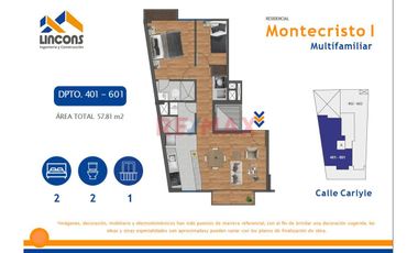 Proyecto Inmobiliario Montecristo Dptos 401 - 601 (57M2) La Calera Surquillo