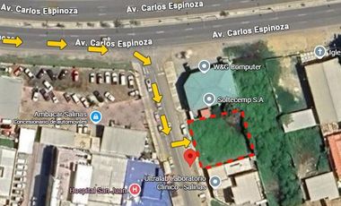 Venta de Terreno de 436 m² Uso Residencial y Comercial- Salinas, Santa Elena, Avenida Carlos Espinoza