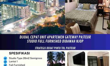 Dijual Cepat Unit Studio Apartemen Gateway Pasteur Bandung Harga Dibawah NJOP, Full Furnished