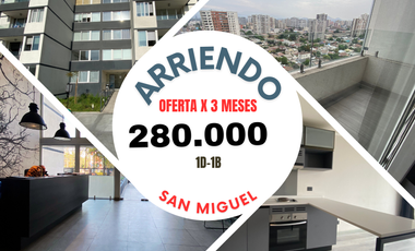 1D1B cOn terraza en buena zona de Departamental San Miguel
