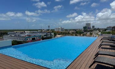 RENTA DEPA NUEVO AMUEBLADO CON GENIAL VISTA PISO 12 EN AVE.TULUM
