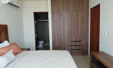 RENTA DEPA NUEVO AMUEBLADO CON GENIAL VISTA PISO 12 EN AVE.TULUM