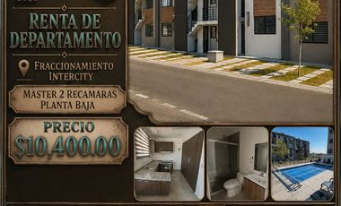 RENTA DEPARTAMENTO 2 RECMARAS PLANTA BAJA CON JARDIN, FRACCIONAMIENTO INTERCITY 1, EL MARQUES. QUERETARO.