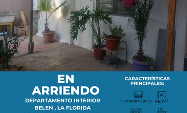 ARRIENDO DEPARTAMENTO INTERIOR -METRO BELLAVISTA