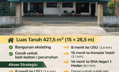 Rumah Murah Luas uk 15x28m dgn 6kmr NEGO di setiabudi padang bulan ringroad dekat Kampus RS Methodist USU