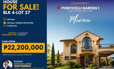 For Sale House and lot in Molino Bacoor cavite Ponticelli Amici Carmel Augustine grove citta italia Vittoria vivace island park