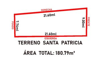 La Molina SANTA PATRICIA - Terreno en venta plano y cercado - Área: 180.79m²
