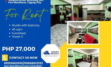 For rent Furnished studio unit in Venice Mckinley near Enderun