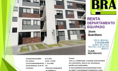RENTA DEPARTAMENTO AMUEBLADO EN ZIBATA QUERETARO