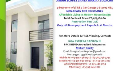 3-BEDROOM w/3-T&B & CARPORT 2-STOREY SINGLE ATTACHED AMAIA SANTA MARIA ONLY 20K RESERVATION FEE 48K MONTHLY DP