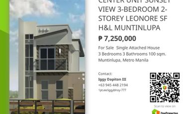3-BEDROOM 3T&B 2-STOREY CENTER UNIT SUNSET VIEW LEONORE SF H&L MUNTINLUPA CITY 50K TO RESERVE