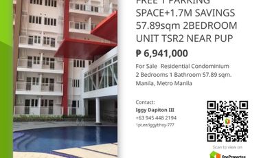 READY FOR OCCUPANCY 57.89sqm 2-BEDROOM UNIT SILK RESIDENCES NEAR PUP MAIN CAMPUS GET 1.7M SAVINGS + FREE PARKING SPACE