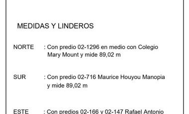 Lote en Venta en via a Sabanilla, detras del Colegio Marymount en Barranquilla