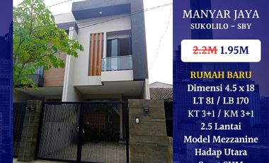 Rumah Baru Gress Manyar Jaya Sukolilo Surabaya Timur dekat MERR Kertajaya Dharmahusada