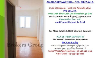 Few Meters Away To LRT D. Jose & Recto Station: Pre-Selling 27.90sqm 1-Bedroom Amaia Skies Avenida Only 20K Reservation Fee