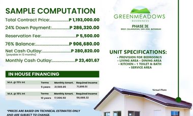 GREENMEADOWS Residences Batangas FOR SALE