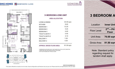 LIMITED TIME PROMO - 12% NO SPOT DOWNPAYMENT - 81.50 sqm 3-bedroom Condo - SONORA GARDEN RESIDENCES by DMCI HOMES