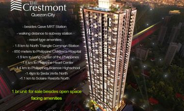 Quezon City Condo 1br The Crestmont Panay Ave besides MRT Qave Station nr Subway QC