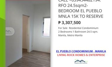 MOST AFFORDABLE 2-BEDROOM CONDO UNIT IN SANTA MESA AREA READY FOR TURNOVER 10-15DAYS WAITING ONLY 15K TO RESERVE 24.5sqm EL PUEBLO CONDOMINIUM MANILA WALKING DIST TO PUP MAIN CAMPUS