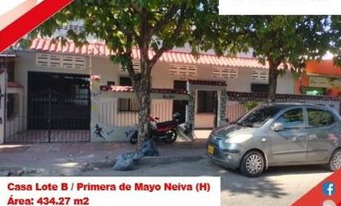 VENDE CASA LOTE - B. PRIMERA DE MAYO / SOBRE VIA PRINCIPAL - NEIVA (H)