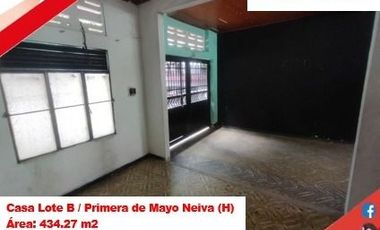 VENDE CASA LOTE - B. PRIMERA DE MAYO / SOBRE VIA PRINCIPAL - NEIVA (H)