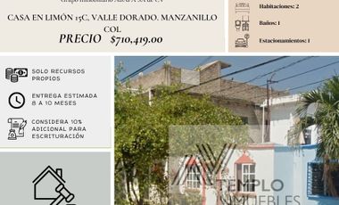 Vendo casa en Limón 15C, Valle Dorado. Manzanillo COL. CERTEZA JURÍDICA Y ENTREGA GARANTIZADA