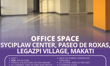 Office Space Syciplaw Center, Paseo de Roxas, Legazpi Village, Makati - For LEASE
