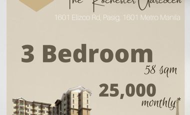 Complete Amenties 3 Bedrooms Condo in Pasig near BGC Taguig 25K Month