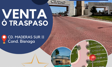 Venta o traspaso de Terreno Residencial Urbanizado Cd. Maderas Sur II, Gto.$ 1,100,000