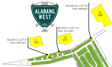 Preselling Residential Lot in Alabang West Village by Megaworld Corporation. No downpayment promo