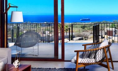 Departamento con vista al mar, alberca infinity y area de asador, spa y gimnasio, venta en Cabo San Lucas.