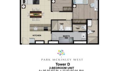 Park Mckinley West 2 bed with balcony 106 sqm Preselling Bgc condo for sale Fort Bonifacio Taguig City